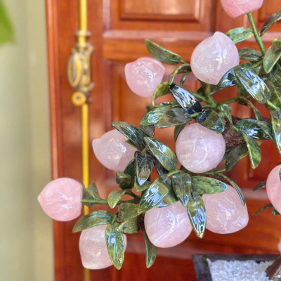 Cây đào phong thuỷ thạch anh hồng 18 quả|phongthuygiaphat