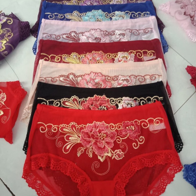 Combo 5 Chiếc Quần Lót Nữ Ren Hoa Thêu Cạp cao Sexy Gợi cảm fom to từ 48- 58kg