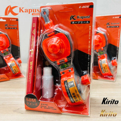 Dụng cụ búng mực thương hiệu kapusi tools dài 50m bao gồm lọ mực và bút chì sử dụng trong công việc xây dựng, nội thất
