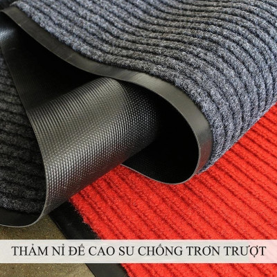 ( Hàng Cao Cấp ) Thảm chùi chân đế chống trượt dạng sọc Stripmate Màu Xám đen / Xám đỏ kT 40 x 60 cm