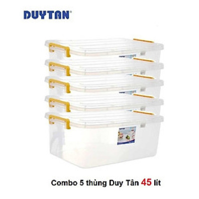 Combo 5 Thùng Nhựa Duy Tân Trong Suốt 45 Lít | Tritin