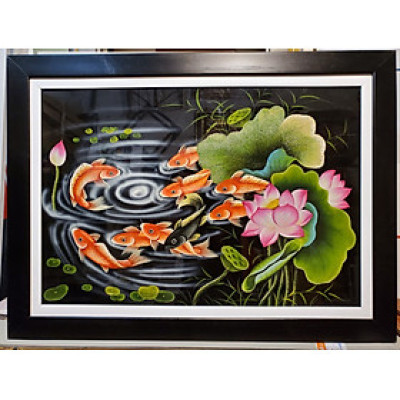 TRANH SƠN MÀI - CỬU NGƯ QUẦN TỤ ( Cả năm dư thừa))