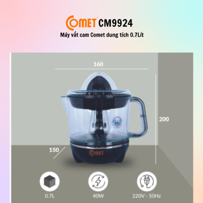 Máy vắt cam Comet CM9924 dung tích 0.7Lít - Hàng Chính Hãng - Bảo Hành 12 Tháng