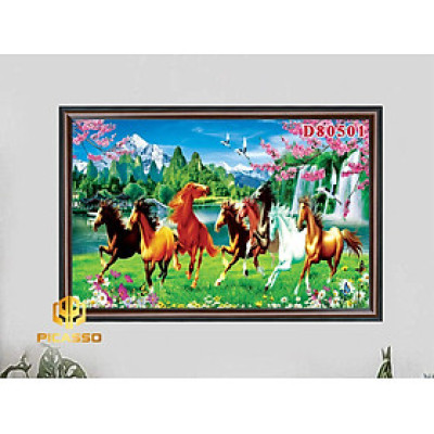 Tranh kính Bát mã tung hoành D602 42 (Được chọn mẫu)