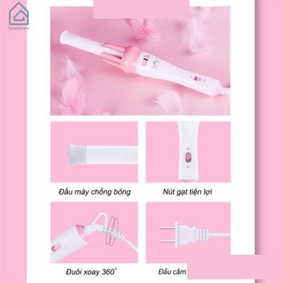 Máy Uốn Tóc Làm Xoăn Xoay Tự Động 360 Độ Hàng FULL BOX Chính Hãng MINIIN - Tặng Máy Ép Tóc 
