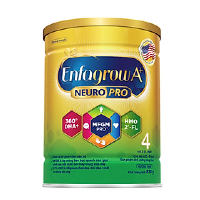 Sữa bột Enfagrow A+ NeuroPro 4 với 2’-FL HMO cho trẻ từ 2 – 6 tuổi – 830g
