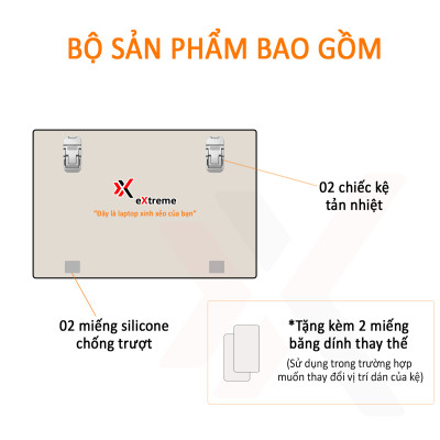 Giá đỡ tản nhiệt laptop mini eXtreme GL1201 nâng cao laptop với 2 mức độ cao - Hàng chính hãng