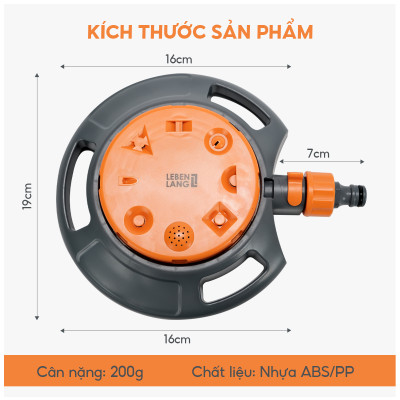 Đầu vòi phun nước tưới cây Lebenlang LBL3369, gồm 8 kiểu phun nước đa dạng khác nhau, thiết kế tiện dụng - hàng chính hãng