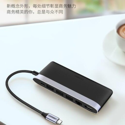 Ugreen UG50989CM222TK Bộ chuyển đổi TYPE C sang 3 USB 3.0 + HDMI + LAN + nguồn TYPE C - HÀNG CHÍNH HÃNG