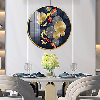 Tranh Treo Tường 3D - Tranh Tròn Tráng Gương Cá Chép Nghệ Thuật