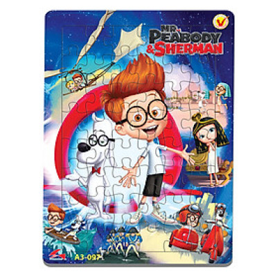 Xếp hình Tia Sáng Mr. Peabody & Sherman (48 Mảnh Ghép) - Tặng kèm câu đố mặt sau cho bé