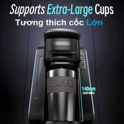Máy pha cà phê 4 trong 1, Espresso, Viên Nén Nespresso, Nescafe Dolcegusto, Kcup thương hiệu Mỹ cao cấp HiBREW H6 - Hàng Nhập Khẩu