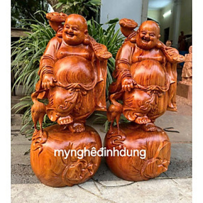 Tượng phật di lặc đắt cò bằng gỗ hương đá cao 50cm