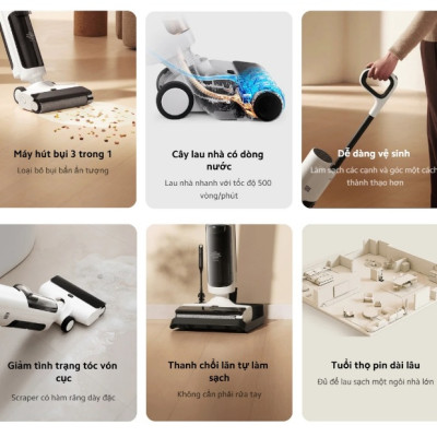 Máy Hút Bụi Lau Nhà Xiaomi Truclean W20 Wet Dry Vacuum | Lực hút mạnh 15.000Pa | Loại Bỏ Bụi Khô & Vết Bẩn Ướt - Hàng Chính Hãng