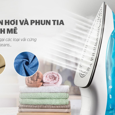 Bàn Là Hơi SUNHOUSE SHD2065 - Công Suất 1600W - Thân Nhựa ABS Chịu Nhiệt Tốt - Mặt Bàn Là Chống Dính - Phun Hơi Liên Tục - Tiện Lợi Với 5 Chế Độ Là - Hàng Chính Hãng