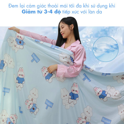 [CHĂN HÈ MÁT LẠNH] Mền lạnh I Cool Advance NIN House NM8029 2mx2m2 hoạ tiết chữ | Chăn chần cotton Ice Silk, Chăn điều hoà nhiều độ