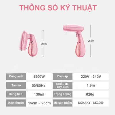 Bàn Ủi Hơi Nước Cầm Tay Sokany 3060 Có Thể Gấp Gọn - Hàng Chính Hãng