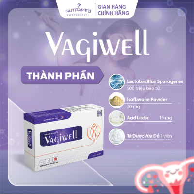 Viên đặt Vagiwell hỗ trợ cân bằng hệ khuẩn, giảm viêm nhiễm do vi khuẩn, nấm ngứa (10 viên) - Nutramed