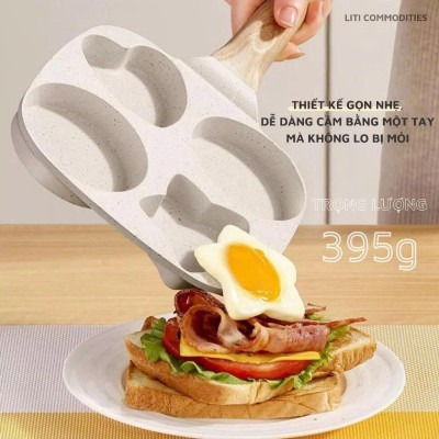Chảo chiên rán trứng mini làm bánh 4 ngăn khuôn chảo hình sao và hình tròn