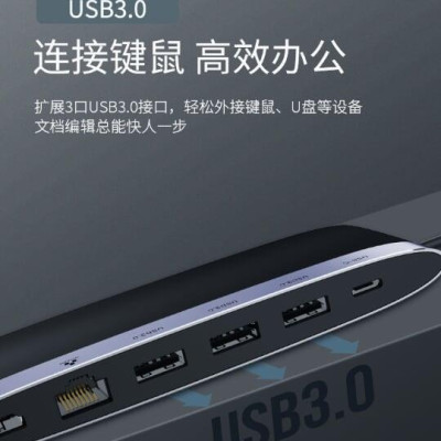Ugreen UG50989CM222TK Bộ chuyển đổi TYPE C sang 3 USB 3.0 + HDMI + LAN + nguồn TYPE C - HÀNG CHÍNH HÃNG