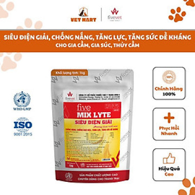 GIẢI ĐỘC GAN, SIÊU ĐIỆN GIẢI, CHỐNG NẮNG, TĂNG LỰC cho gia cầm, gia súc Five-Mix Lyte 1KG