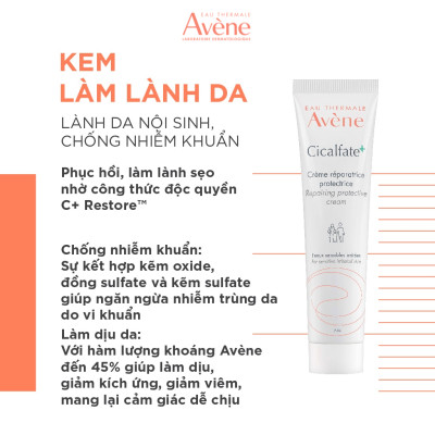 Kem dưỡng phục hồi làm lành da nội sinh, ngăn ngừa nhiễm khuẩn AVÈNE CICALFATE+