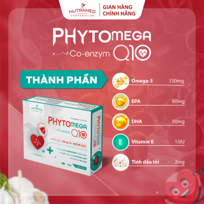 Viên uống Phytomega Co-Enzym Q10 hỗ trợ tim mạch giúp giảm cholesterol và xơ vữa động mạch (30 viên) - Nutramed