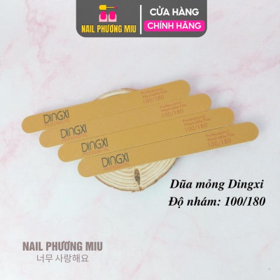 Dũa Mỏng Da Bò DINGXI Lốc 50 Cái Độ Nhám 100/180 Màu Nâu Vàng Làm Nail Tiện Lợi, Form Thẳng, Lõi Nhựa Cứng Cáp, Cầm Chắc Tay, 2 Mặt Nhám Cao Cấp Êm