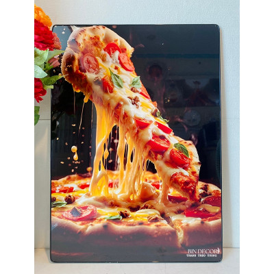 (ẢNH THẬT) Tranh treo tường pizza trang trí decor quán bo viền kèm đinh treo