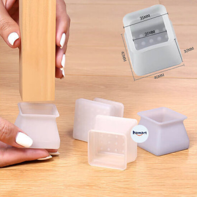 COMBO 4 Miếng Lót Chân Bàn Ghế Silicone Bọc Chân Bàn Ghế Vuông & Tròn Tiện Lợi