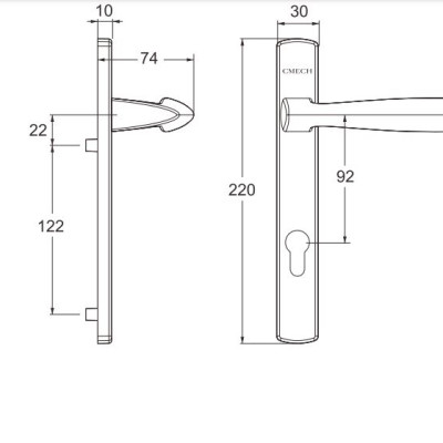 Phụ kiện cửa Cmech cao cấp chính hãng _ Tay nắm cửa đi mở quay kiểu Berlin