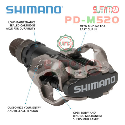 Pedal can xe đạp mtb SHIMANO M520L full box chính hãng