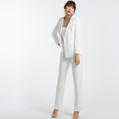 Áo Khoác Blazer Áo Vest Nữ Cao Cấp Thời trang thiết kế Hity TOP111 Xếp Ly (Trắng Kim Cương)