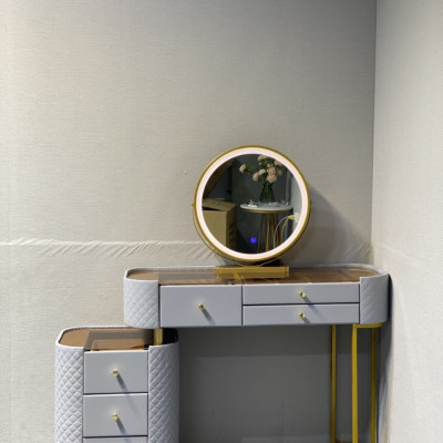 Bàn trang điểm HB Tundo bọc da mặt kính gương led cảm ứng