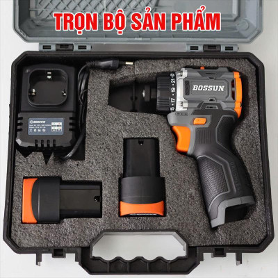 Máy chuyên vít cấp trượt pin BOSSUN 16.8V, lực siết 45n.m, động cơ không thổi than, 23 cấp trượt, pin 4cell