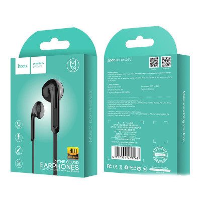 Tai Nghe Có Dây Hoco M39 + Tặng kèm 3 Dây Bọc Cáp Sạc, Bọc Dây Tai Nghe Lò Xo - Hàng Chính Hãng