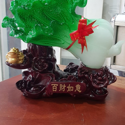Tượng Bắp Cải Cóc Vàng Phong Thuỷ Tài Lộc đế gỗ thỏi vàng Size trung Ngang 25cm x Cao 21cm x Sâu 11cm Công dụng trưng bắp cải tượng trưng cho của cải cóc giữ ngậm tiền trưng bàn làm việc, nhà, công ty, quà biếu tặng ý nghĩa ạ