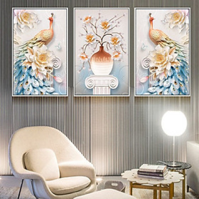 Tranh treo tường, tranh trang trí PP_ NT647 bộ 3 tấm ghép