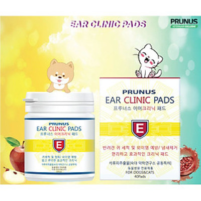 Miếng bông vệ sinh tai Prunus Ear Clinic Pads cho chó & mèo [ Hộp 40 pads ]