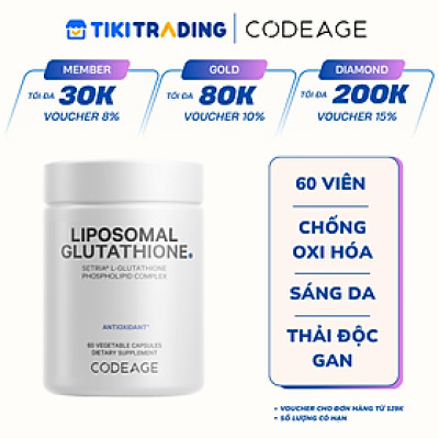 Viên Uống Chống Oxy Hóa, Làm Sáng Da, Thải Độc Gan Codeage Liposomal Glutathione (60 Viên)