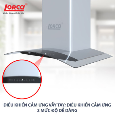 Máy Hút Mùi Kính Cong LORCA TA 2001E - Hàng Chính Hãng Cao Cấp, Bền Bỉ, Êm Ái, Sức Hút Lớn