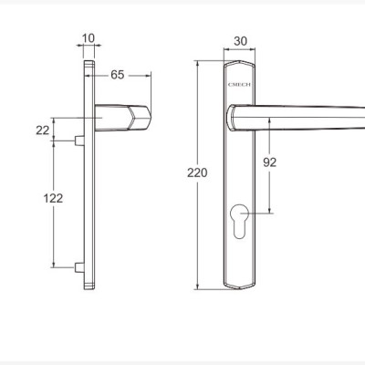 Phụ kiện cửa Cmech cao cấp chính hãng _Tay nắm cửa đi mở quay kiểu New York. Chất liệu nhôm. (Bạc)
