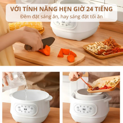 Nồi nấu cháo chưng yến 1 Lít Mishio MK383 - Hàng chính hãng