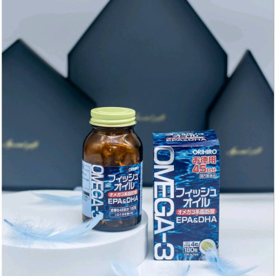 Viên Uống Dầu Cá Fish Oil Bổ Mắt, Bổ Não, Hỗ Trợ Tim Mạch Omega 3 Orihiro 180 Viên Nhật Bản