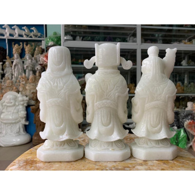 Bộ Tượng Tam Đa, Phúc Lộc Thọ Đá Cẩm Thạch Trắng - cao 20cm