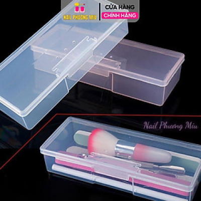 Hộp Đựng Cọ Nail Bằng Nhựa Cứng 3 Lỗ Thoáng Khí, Hộp Bảo Quản Dụng Cụ Làm Nail, Khóa Cài Chắc Chắn, Tiện Lợi Chống Bụi