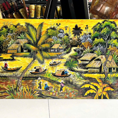 Tranh Sơn Mài - ĐỒNG QUÊ VIỆT NAM | Size 50x80 cm | Mộc Mạc – Bình Yên – Đậm Hồn Dân Tộc