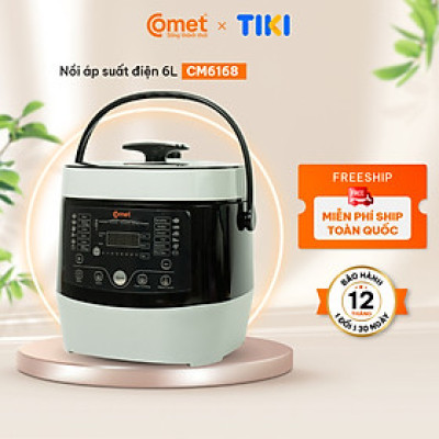 Nồi áp suất điện tử đa năng 6 lít Comet CM6168 – bảng điều khiển điện tử, chống dính, tiết kiệm điện – Hàng chính hãng