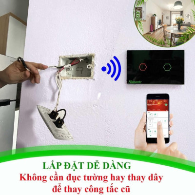 [KHÔNG ĐIỀU KHIỂN] Ổ Cắm Mặt Kính Hunonic Datic 2 Ổ Có Tiếp Địa