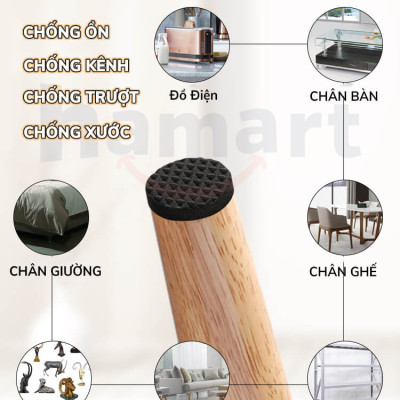 Miếng Dán Chân Bàn Ghế Chống Trượt Bọc Lót Chân Bàn Ghế Vuông Tròn Chống Ồn Chống Xước Nền Nhà